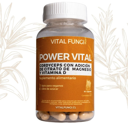 POWERVITAL Cápsulas Cordyceps, Citrato de magnesio y Vitamina D