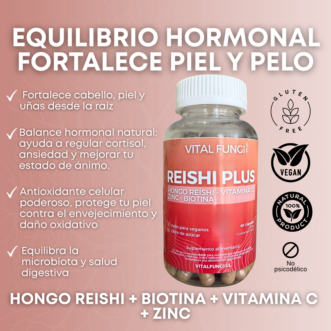 REISHI PLUS Hogo Reishi Biotina Vitamina C y Zinc